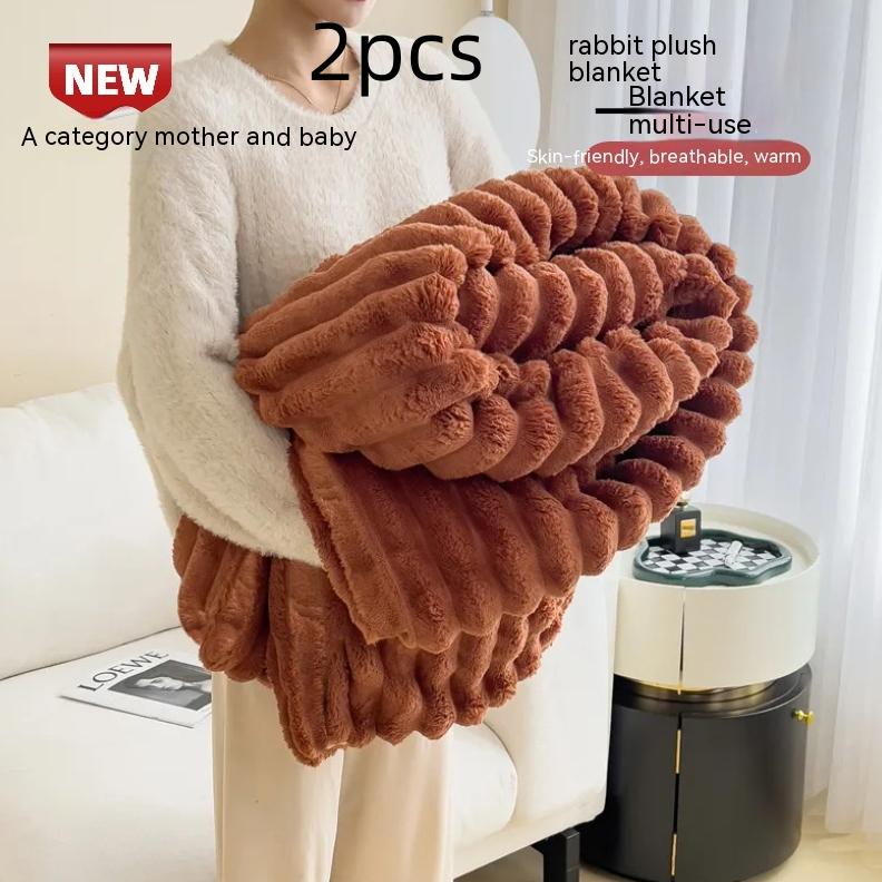Soft Wind Bubble Velvet Blanket Warm Solid Rabbit Fur Blankets Double-sided Thickening Cover Throw Warm Fur Blanket 15