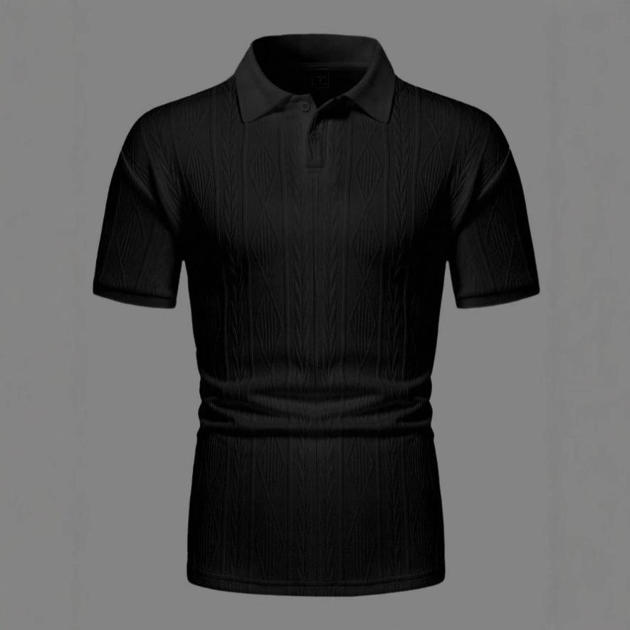 Mens Textured Polo Shirt Short-sleeve T-shirt Top 4