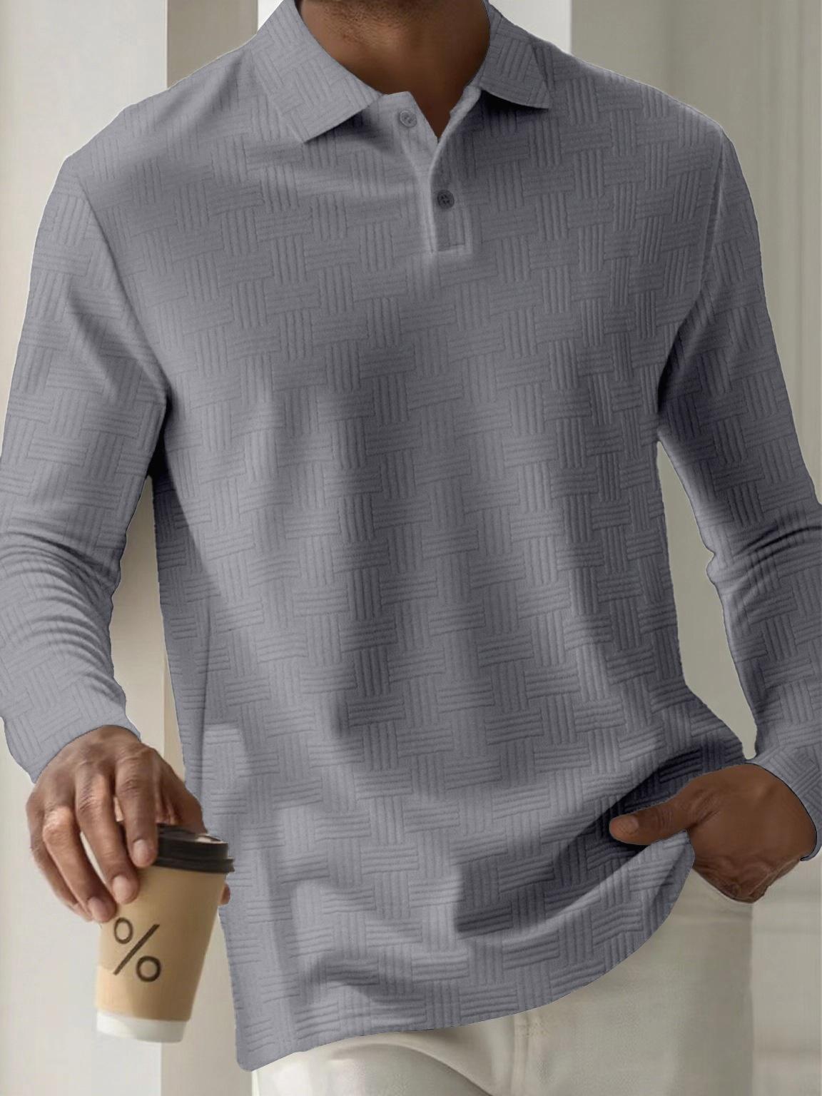 Mens Casual Short-sleeve Textured Polo Shirt Top 7