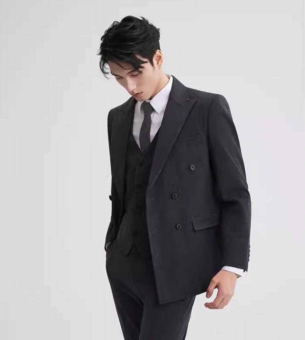 Men's Plus-Size Business-Casual Three-Piece Suit Set 5
