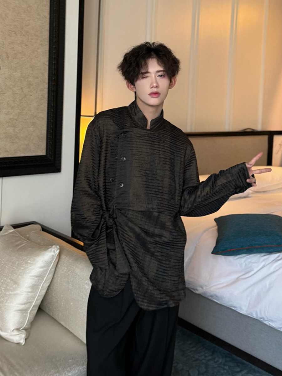Men's Textured Irregular Patchwork Shirt 3