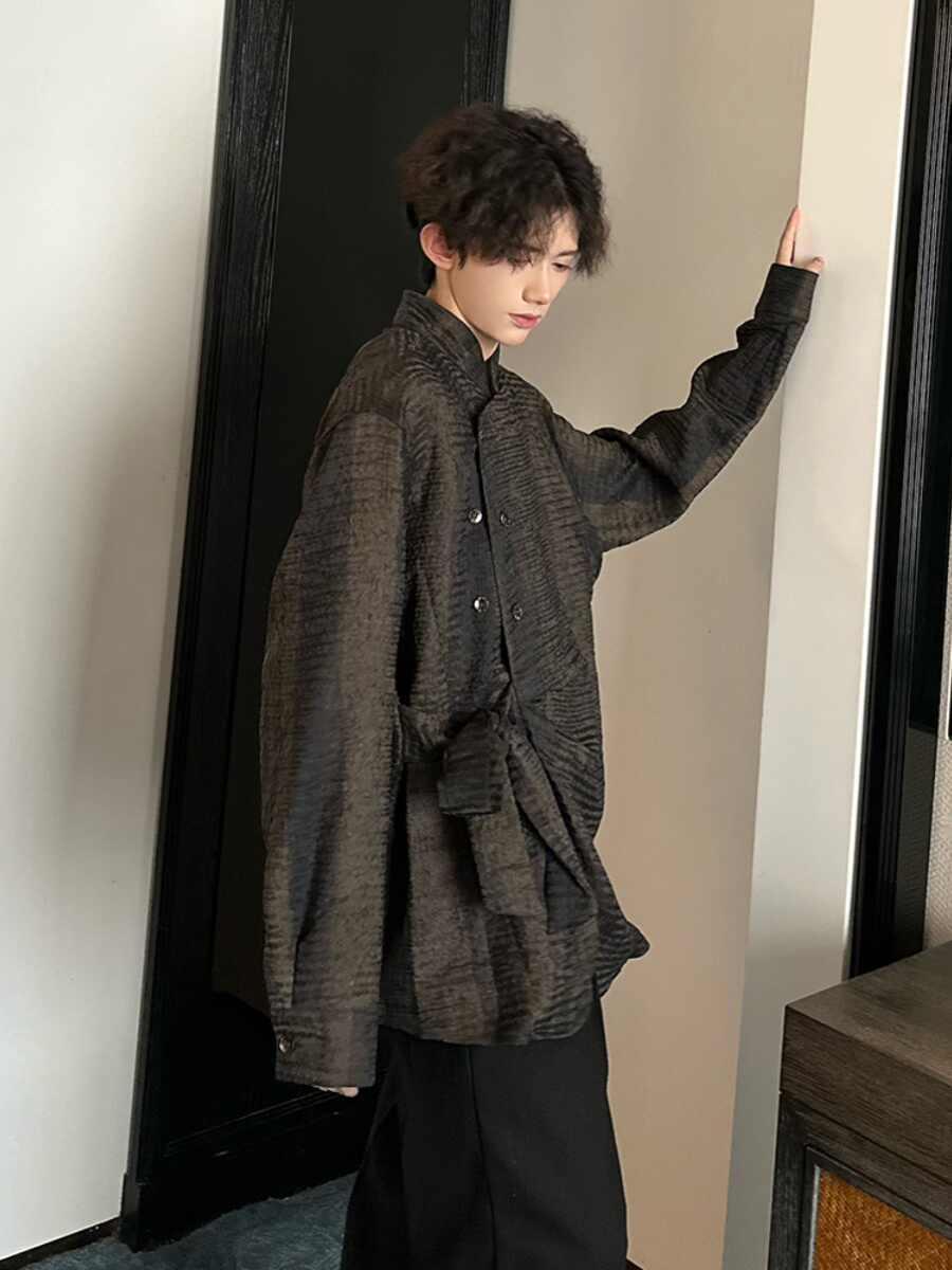 Men's Textured Irregular Patchwork Shirt 5