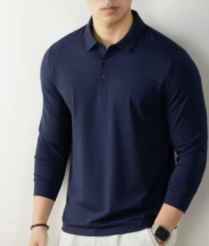Mens Polo Shirt With Lapel Collar High-End Business Commuter Style Long Sleeve 4