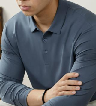 Mens Polo Shirt With Lapel Collar High-End Business Commuter Style Long Sleeve 7
