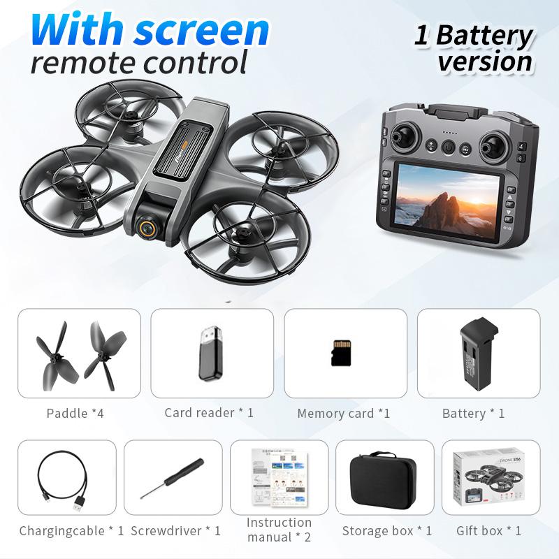 S156 8K Dual Camera Drone With 5.9 Inch HD Screen Remote Controller Brushless Motor Long Battery Life Foldable FPV Quadcopter For Aerial Photography Beginners