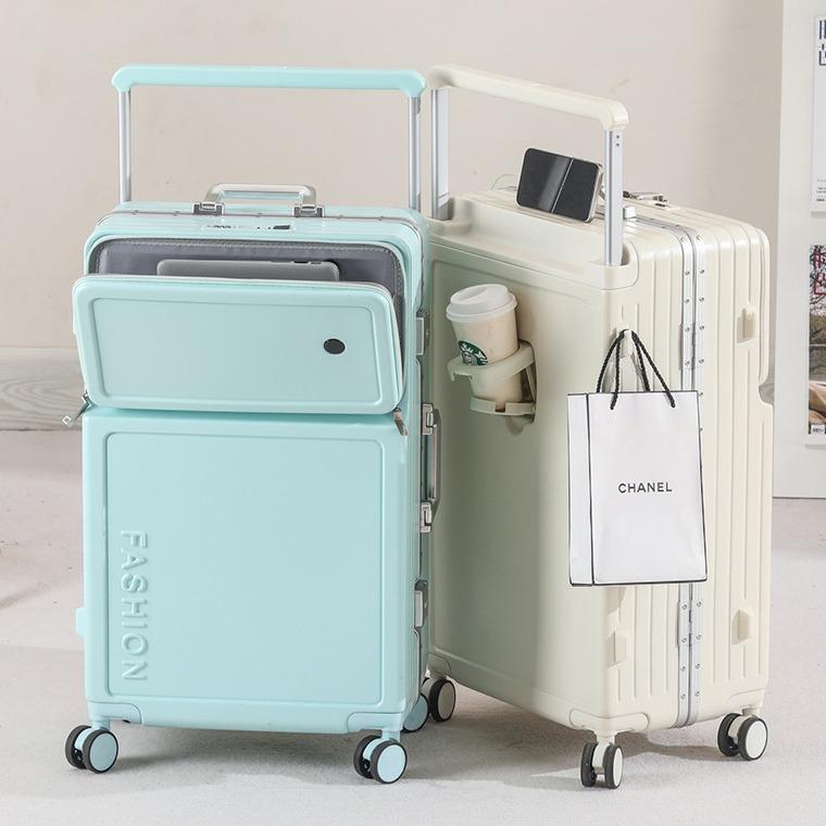 2026 New Large Capacity Front Opening Aluminum Frame Luggage With ABS PC Zipper Boarding Box 20-28 Inches