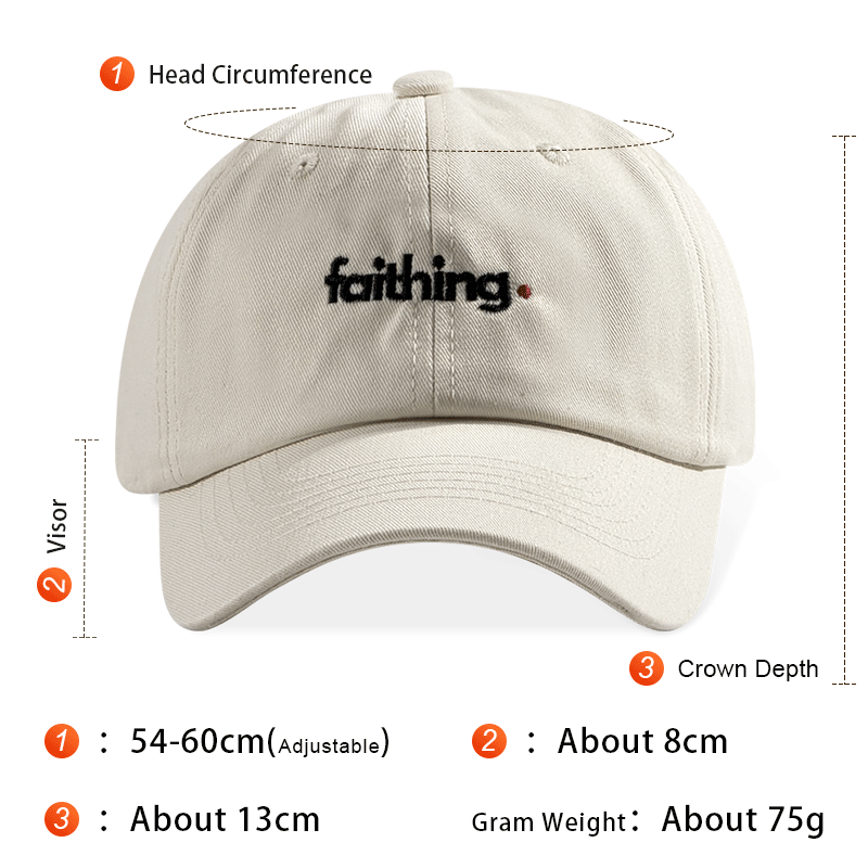 Religious Christian Faithing Letter Embroidery Black Vintage Casual Unisex Baseball Cap