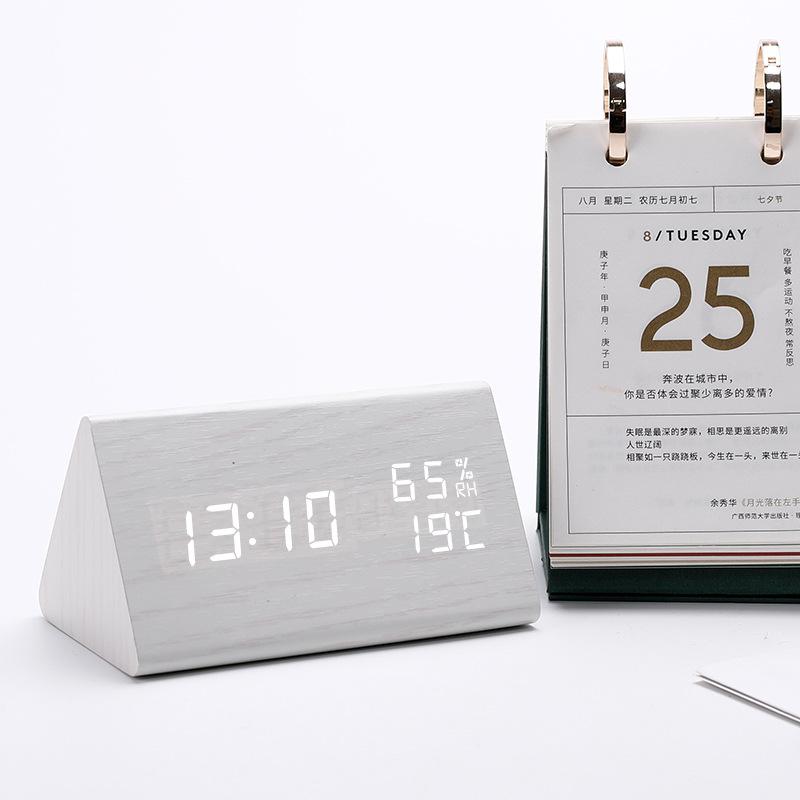 Creative Triangle LED Wooden Alarm Clock