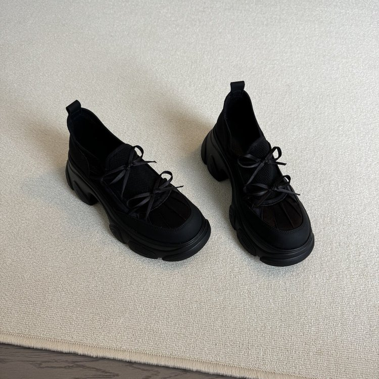 Soft Leather Vintage Round Toe Platform Loafers Women Bow Mary Jane Leather Shoes Casual Flats