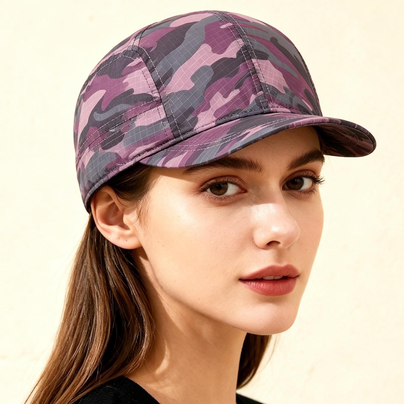 Camouflage Light Board Waterproof Side-opening Thin Model Breathable Simple And Fashionable Short-brim Baseball Cap Suitable For Going Out For Travel Or Hiking