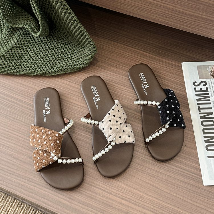 2026 New Arrival Luxury Flat Slippers For Women, Fairy Style One-Strap Slide Sandals, Dress Matching Beach Casual Summer Slides
