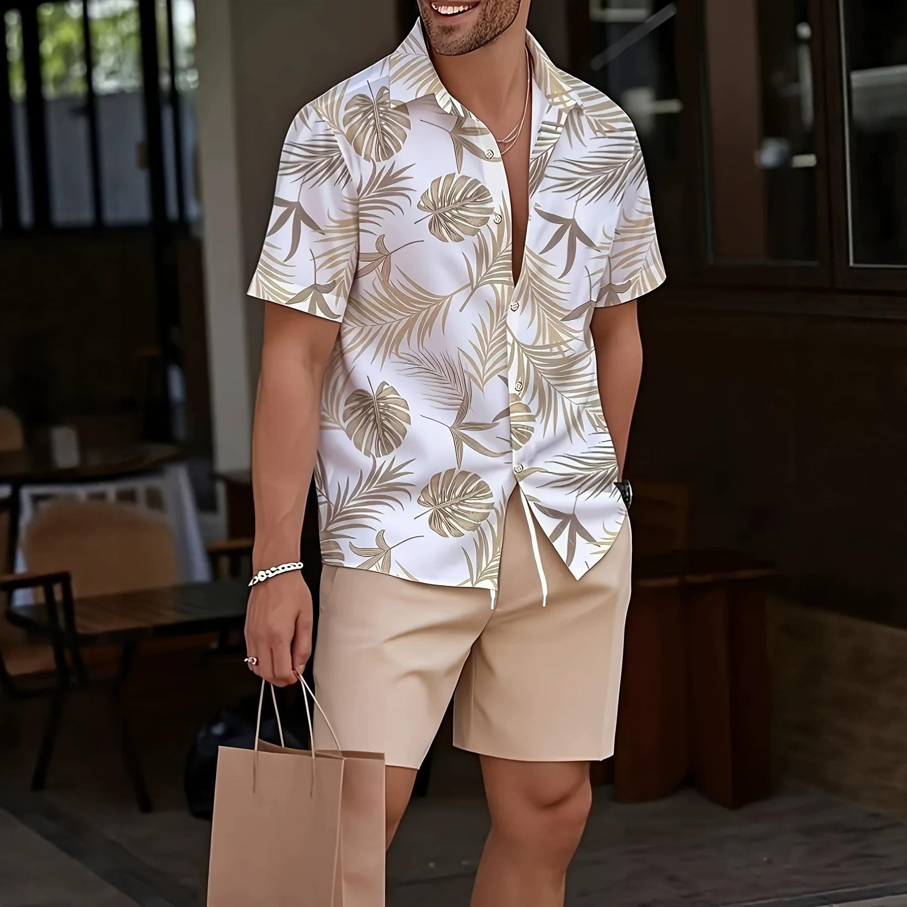 Printed Pattern Lapel Shirt Set