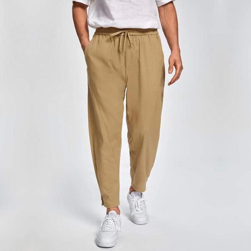 Mens Casual Pants, Fashionable Solid-color With Elastic Waist And Drawstring