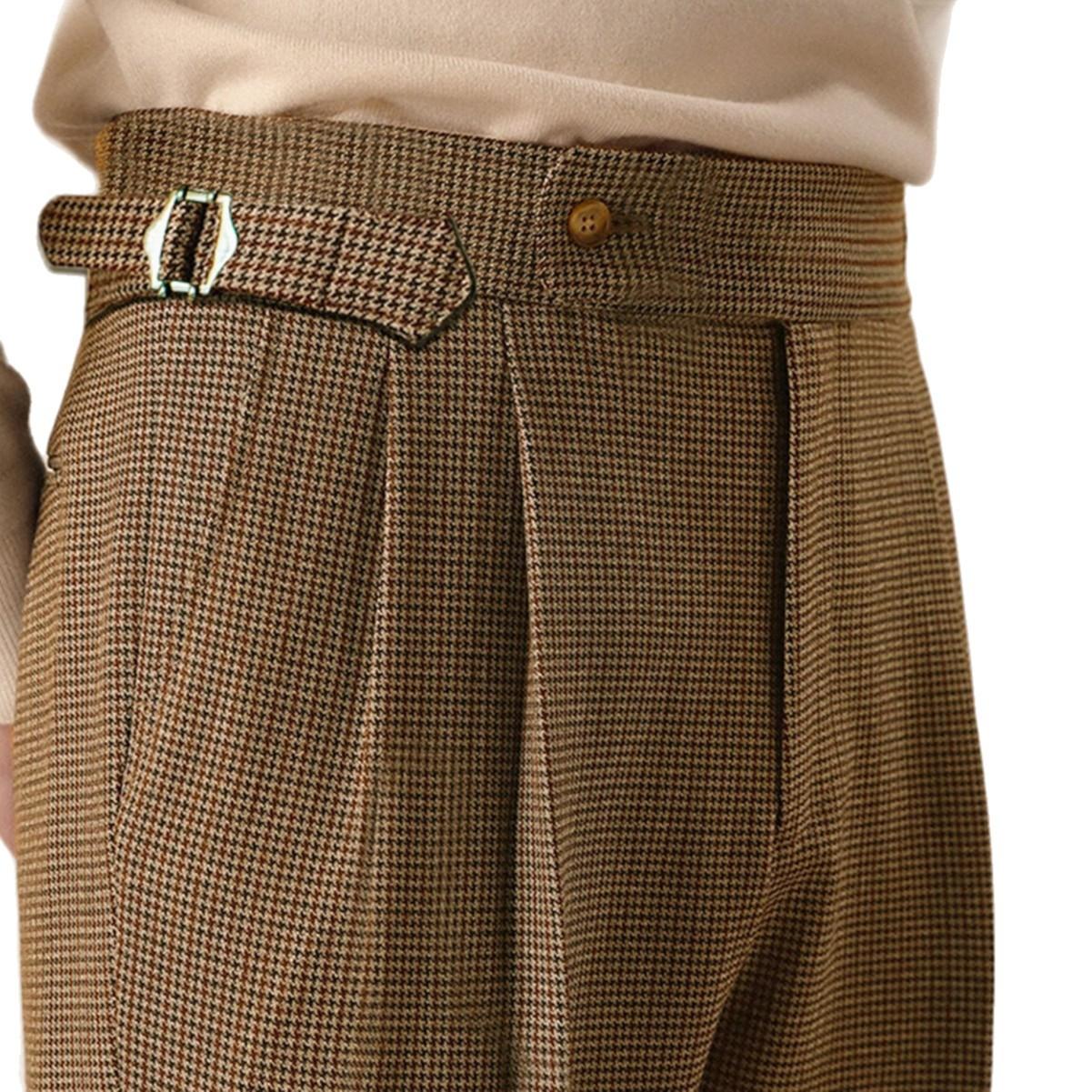 Mens Retro Houndstooth Fashionable Casual Pants