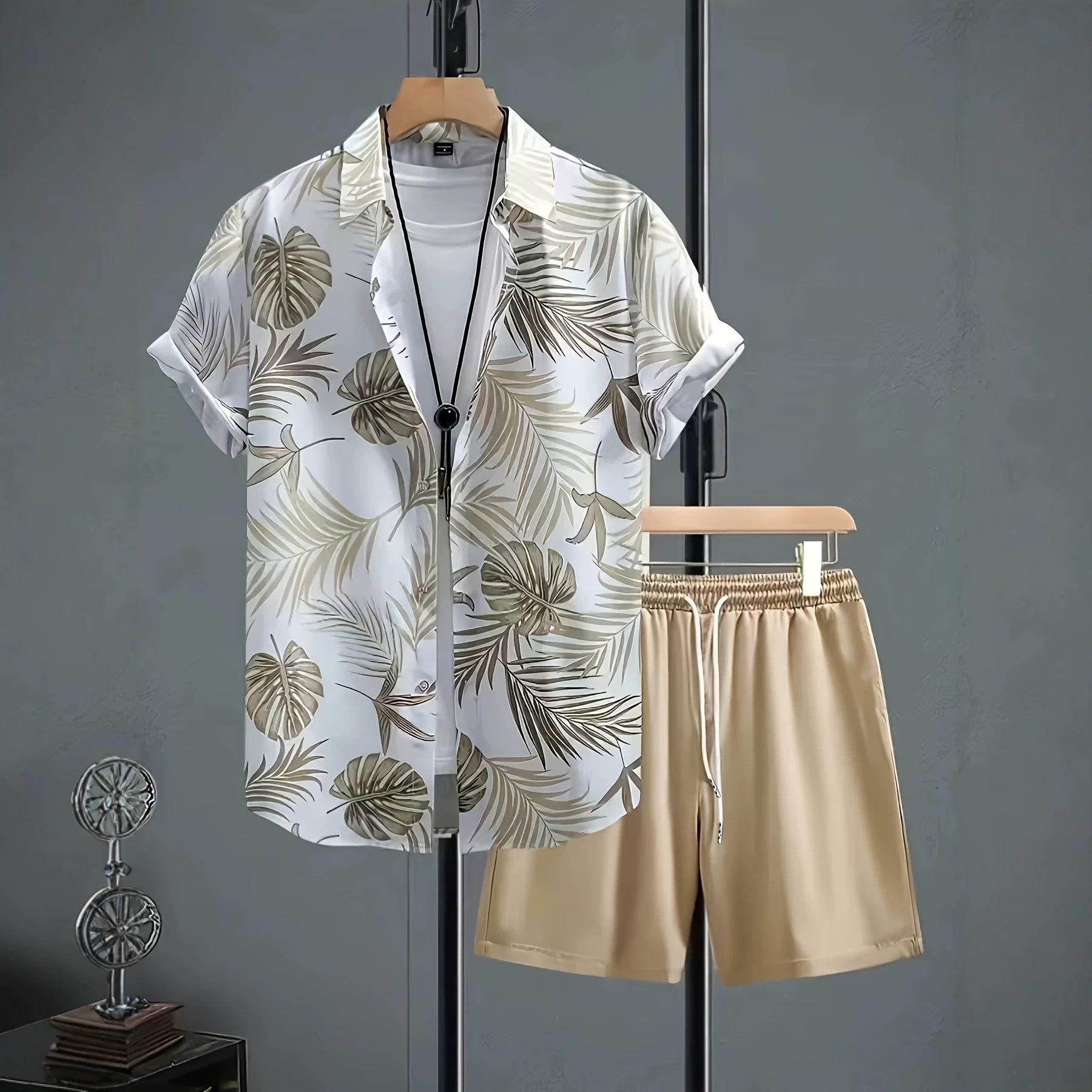 Printed Pattern Lapel Shirt Set