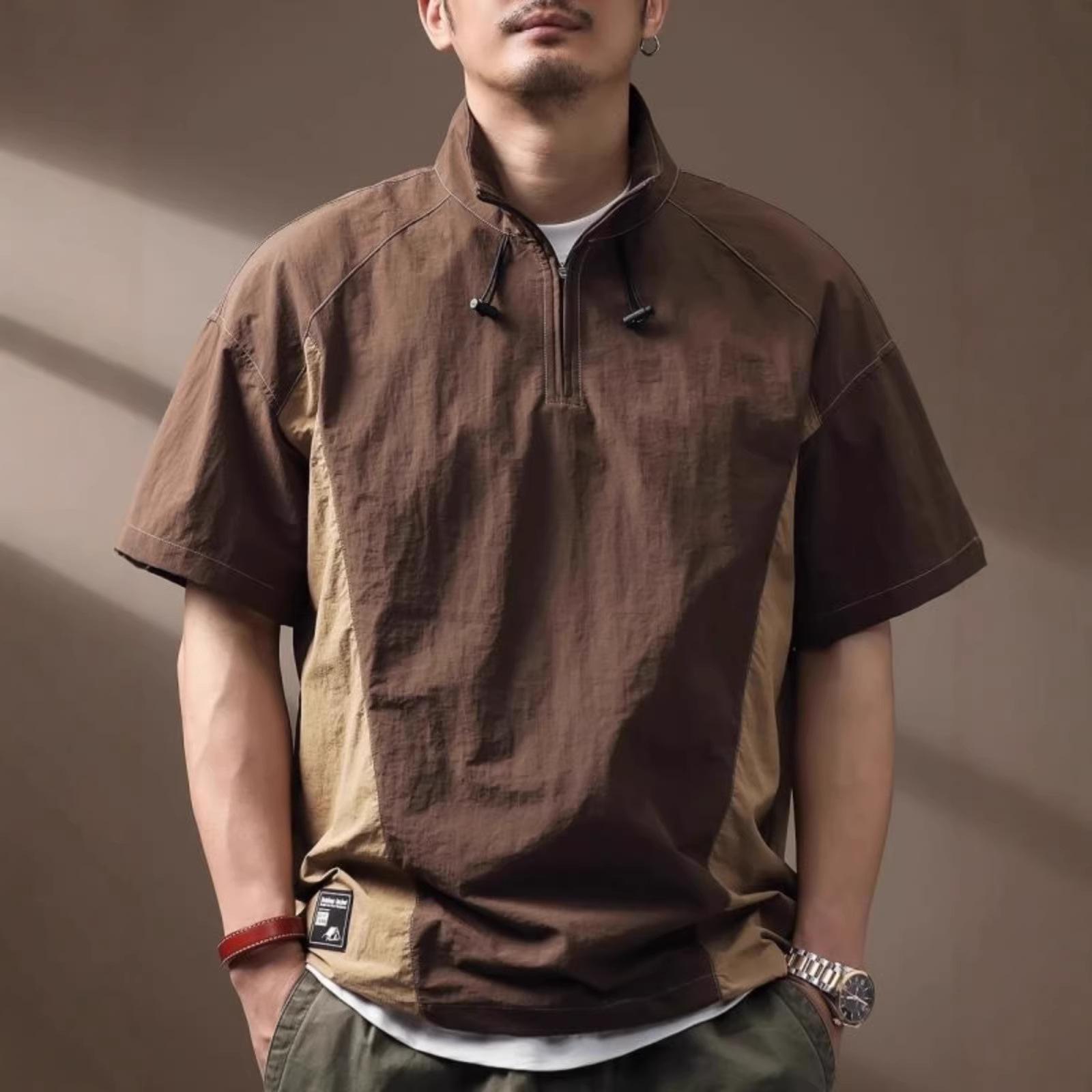 Functional Quick-drying T-shirt Mens Short-sleeve Stand-collar Polo Shirt