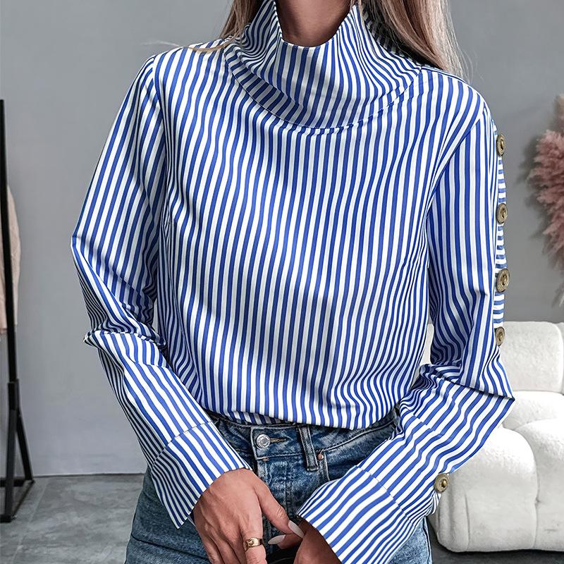 Striped Long-sleeve Casual Shirt For Women