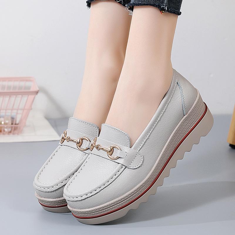 Slip-on Oversized Shoes Comfortable All-match Leather Shoes For Women