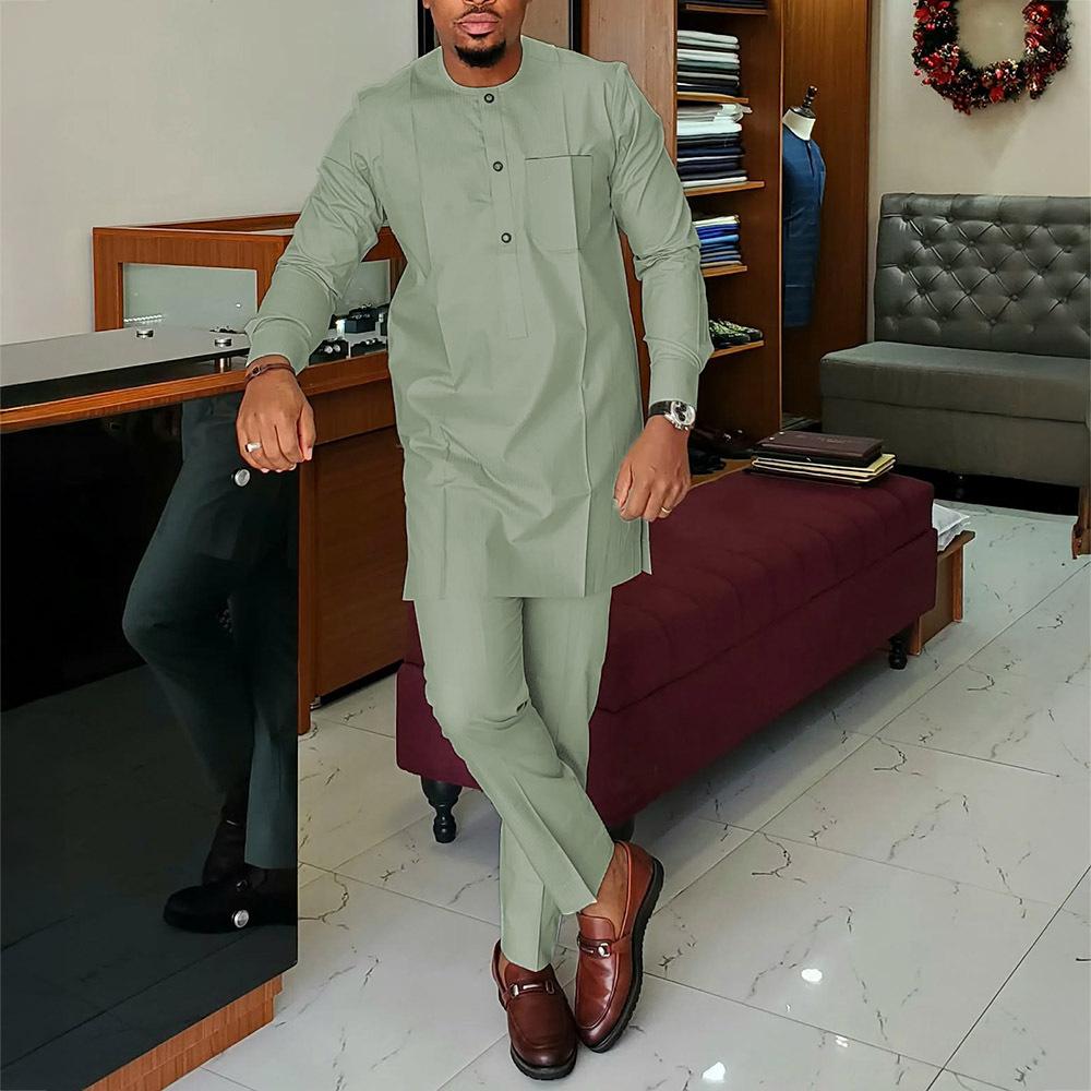 Mens Casual Set Printed Shirt And Pants
