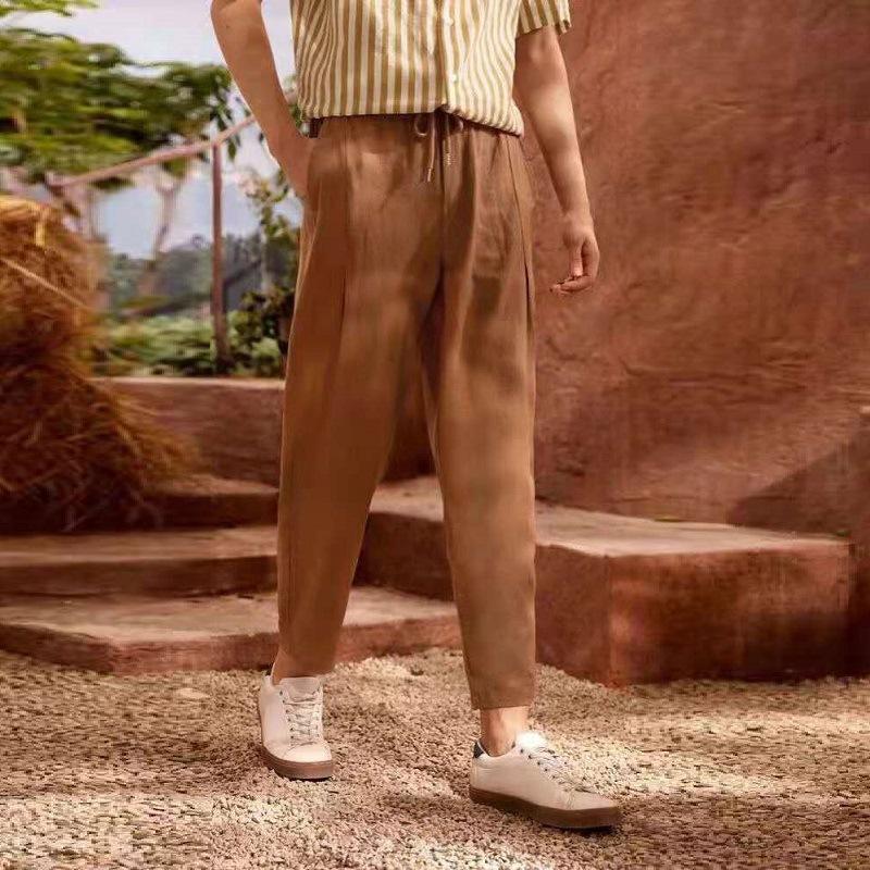 Mens Casual Pants, Fashionable Solid-color With Elastic Waist And Drawstring