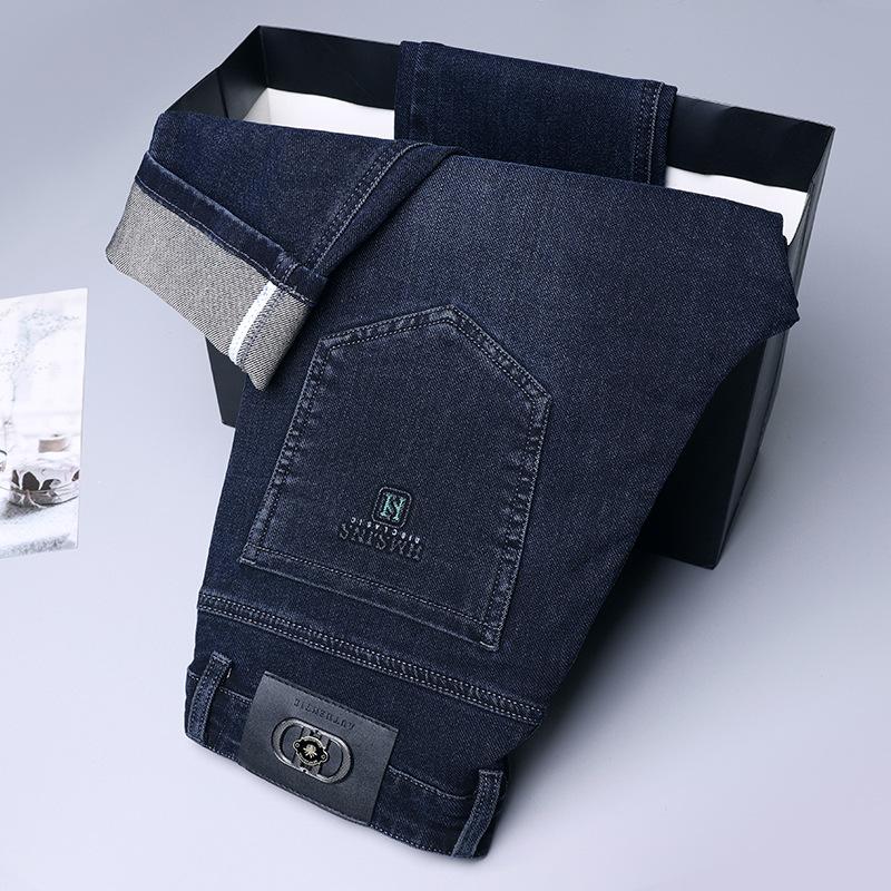 High-end Mens Straight-leg, Relaxed-fit, Plus-size Business Casual Jeans