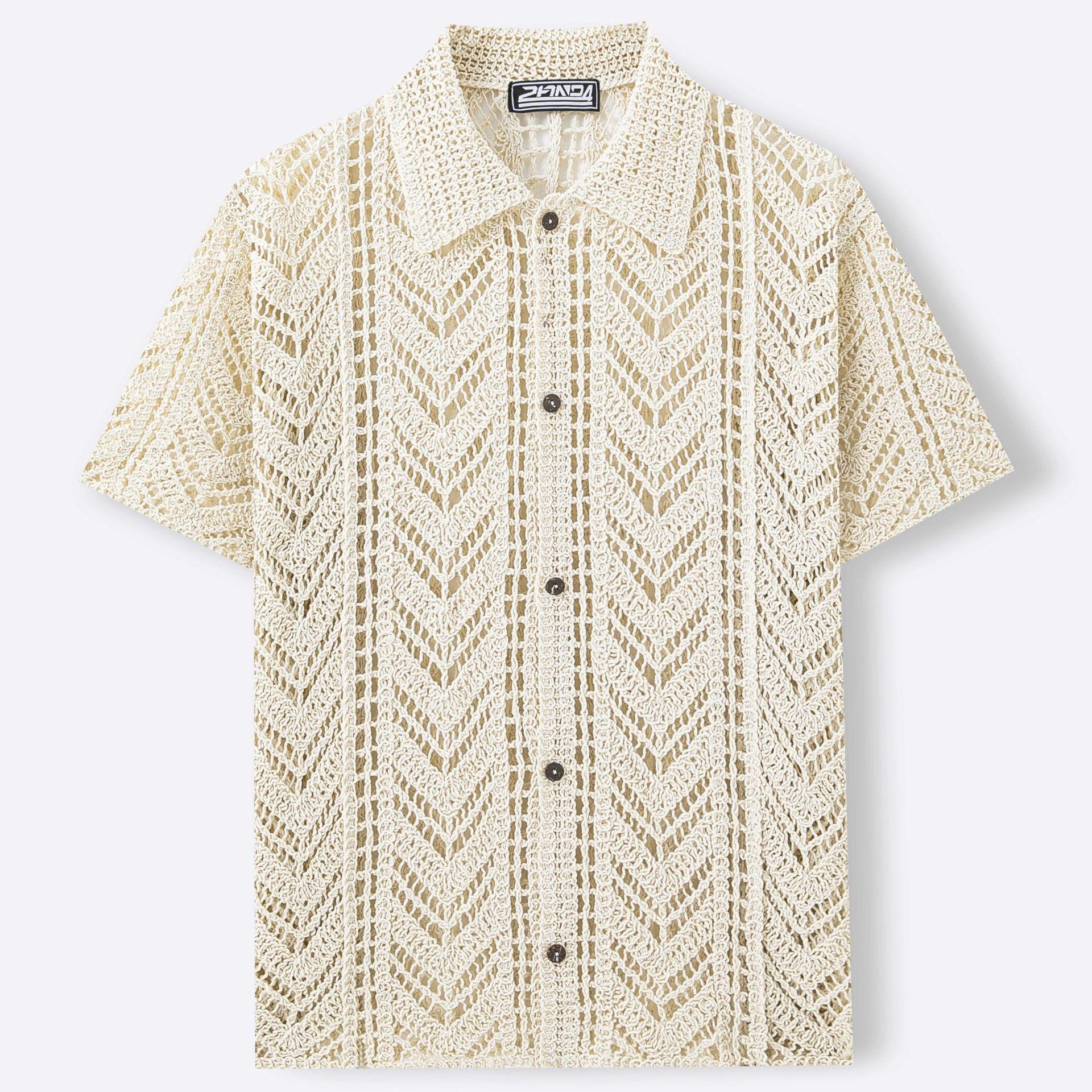 Men's European And American Style Openwork Crocheted Sweater