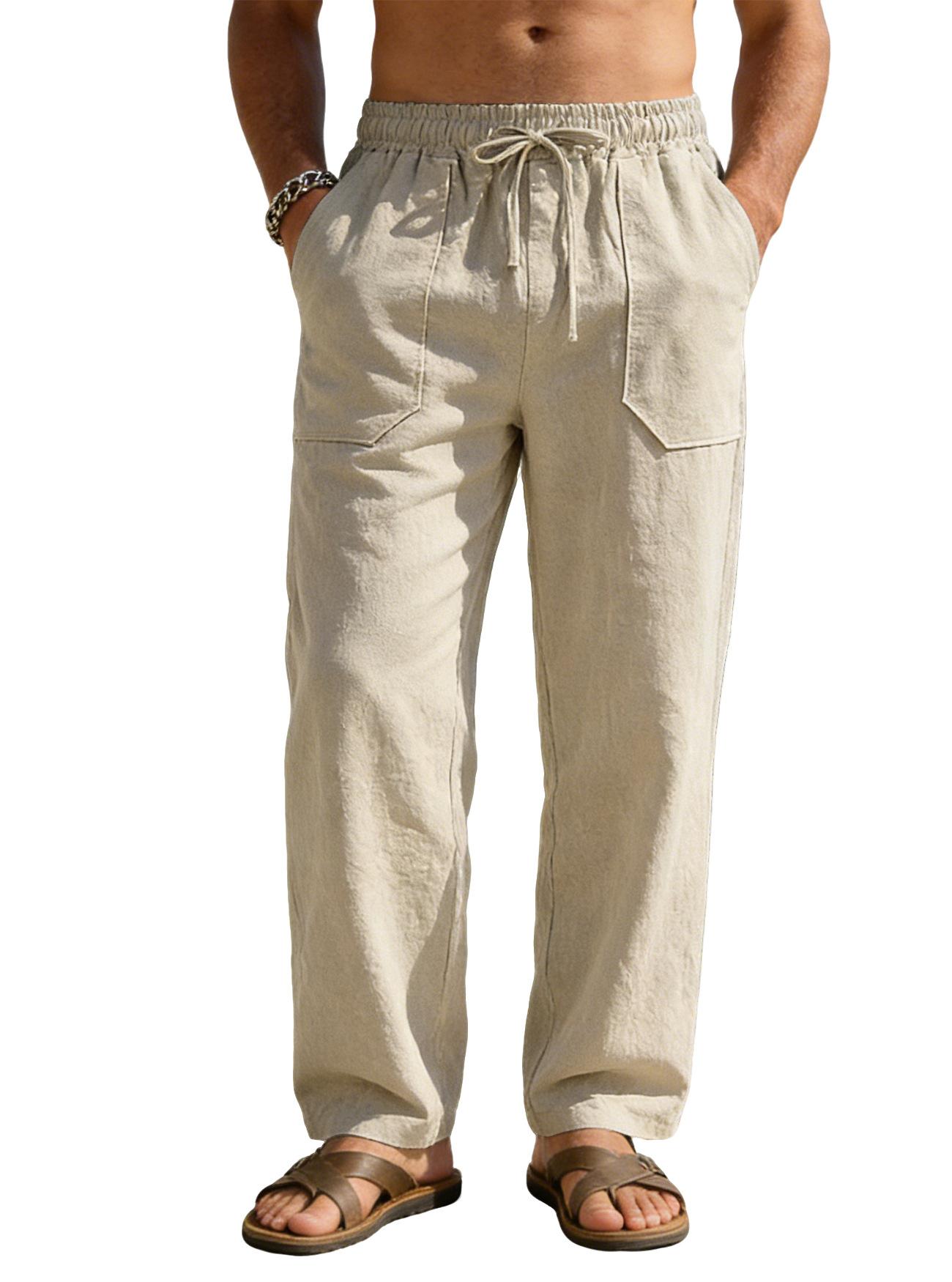 Men's Simple Cotton-Linen Loose-Flowing Wide-Leg Casual Instagram-Style Trousers