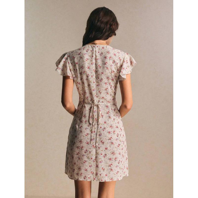 Delicate Lace-panelled Romantic Floral Dress