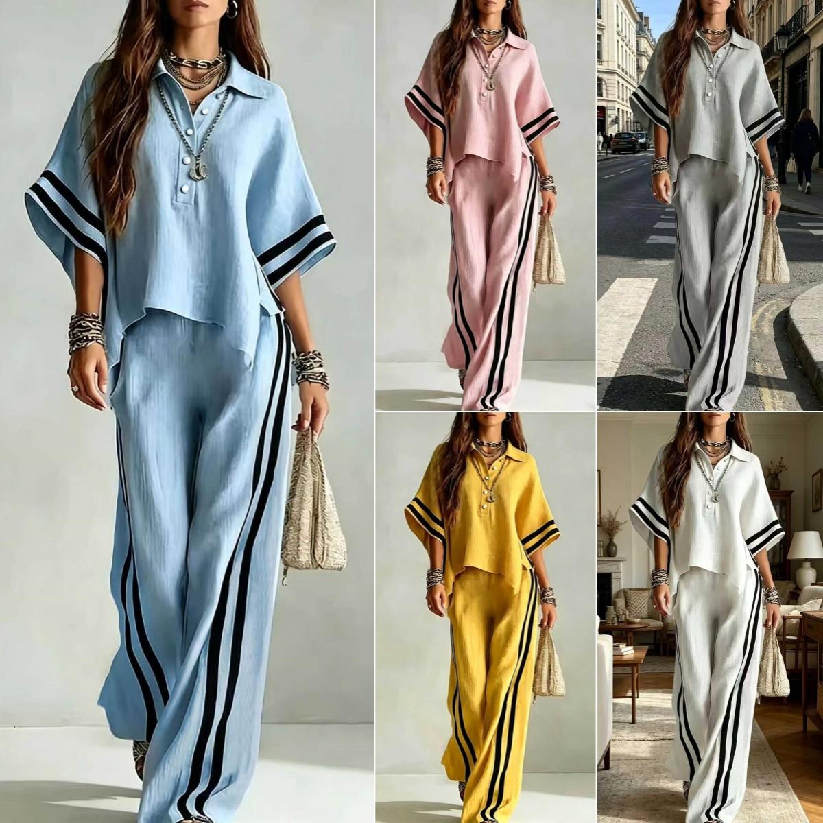 Short-sleeve Shirt And Loose-fitting Trousers Two-piece Set