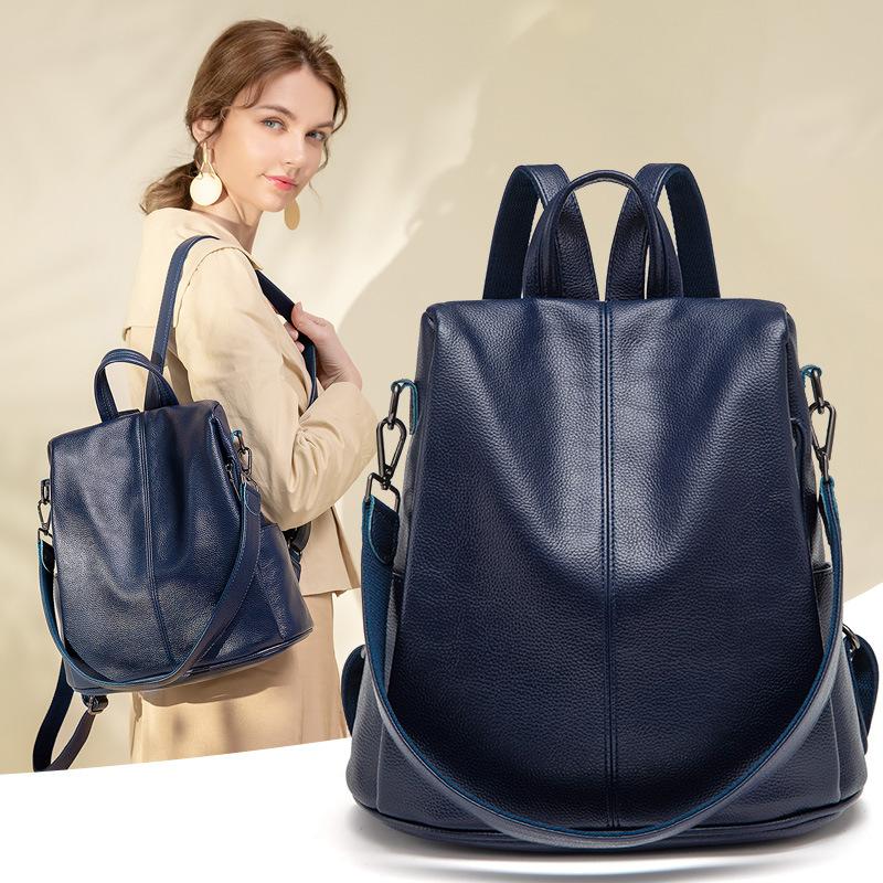 Versatile Large-Capacity Anti-Theft Bag Soft Leather Backpack