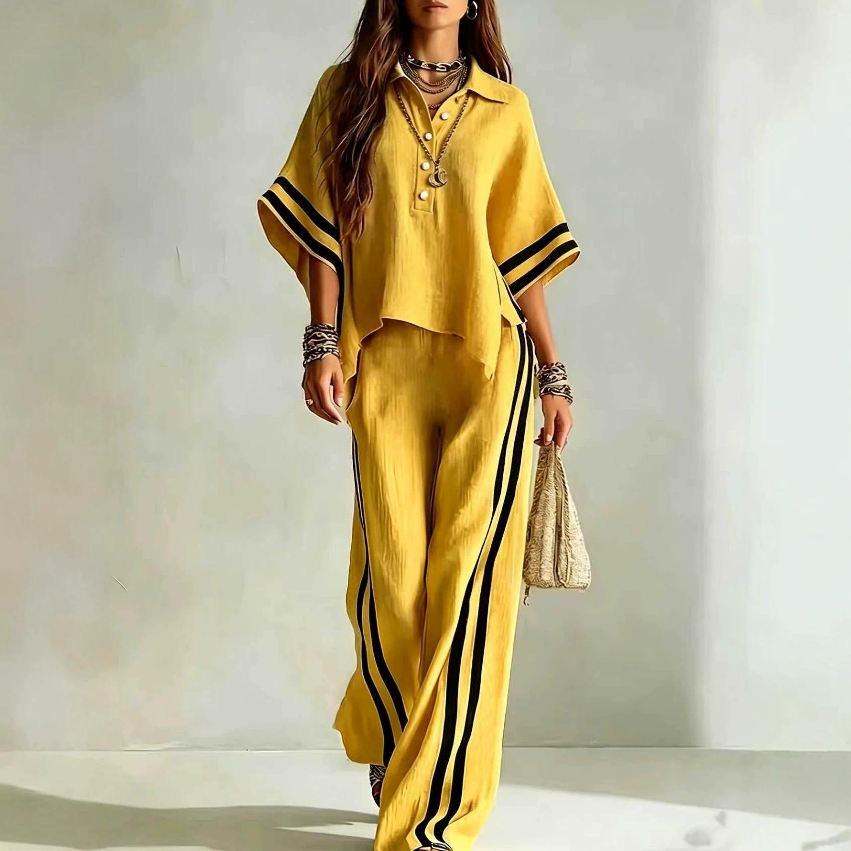 Short-sleeve Shirt And Loose-fitting Trousers Two-piece Set