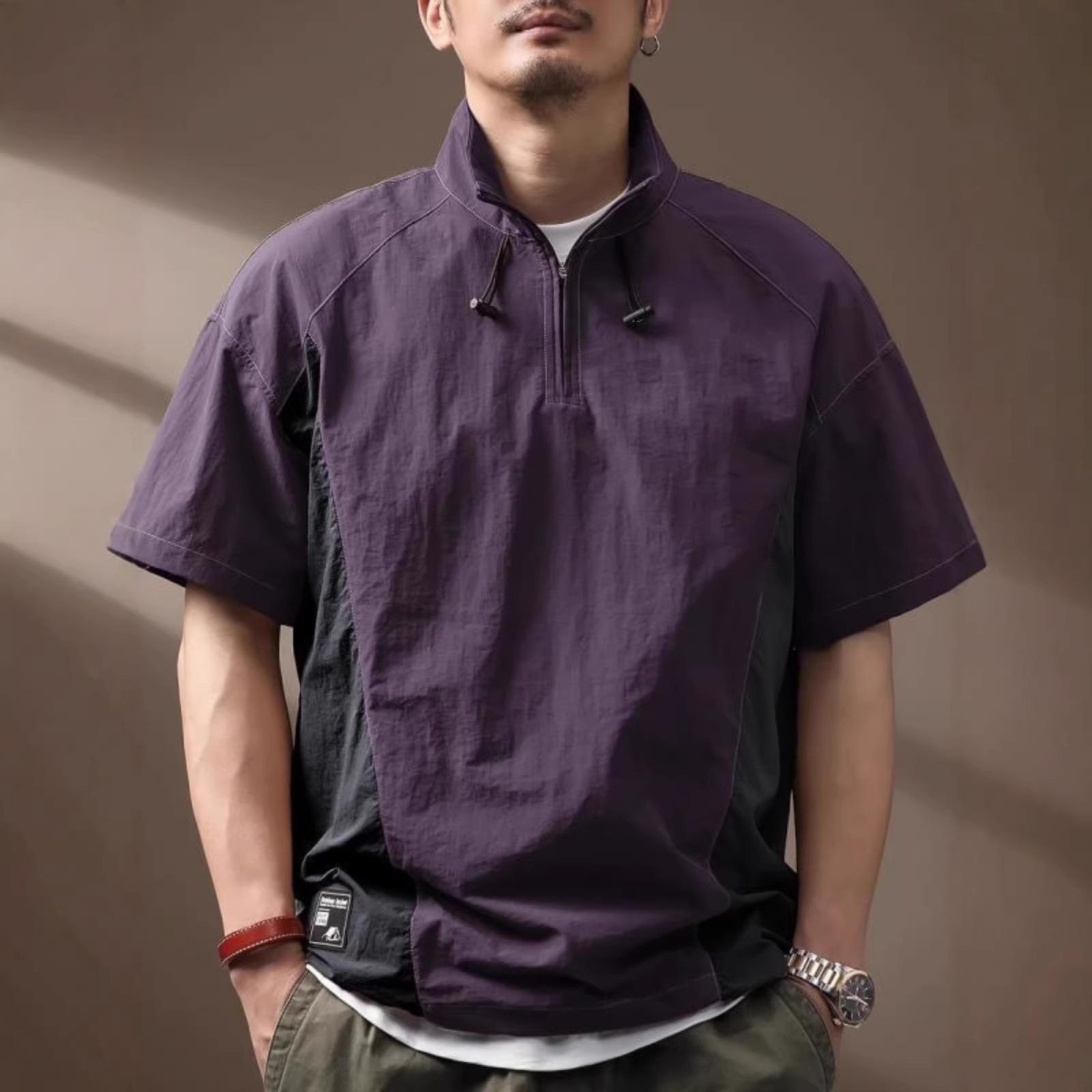 Functional Quick-drying T-shirt Mens Short-sleeve Stand-collar Polo Shirt