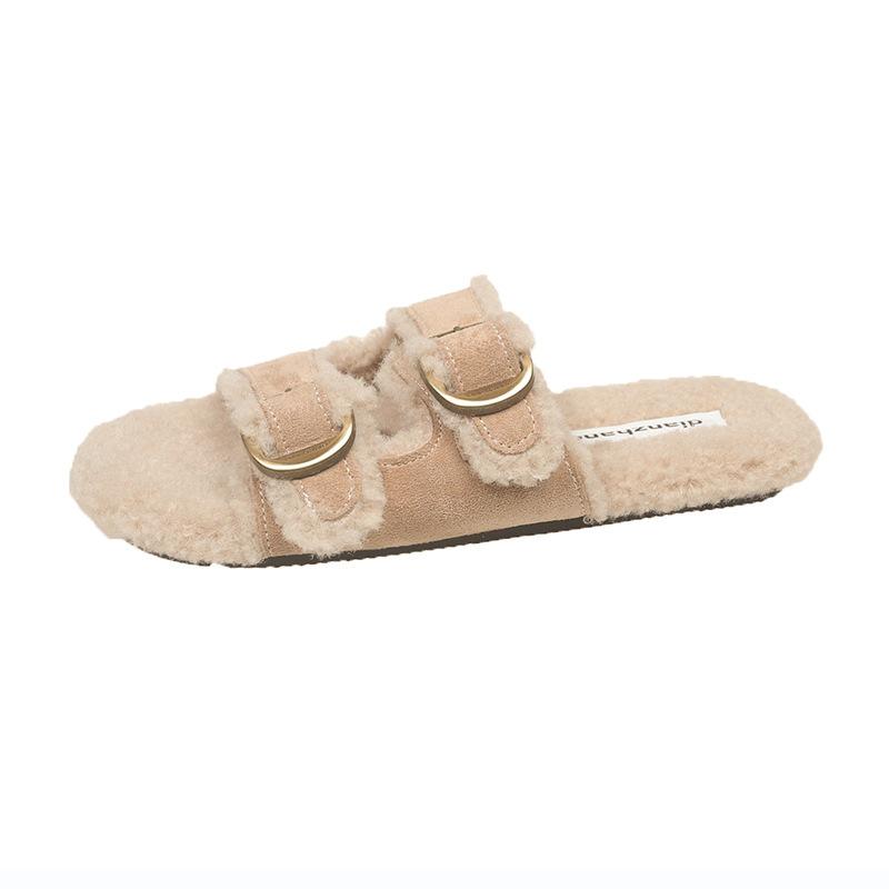 Flat Soled Lambswool Birkie Slippers For Women