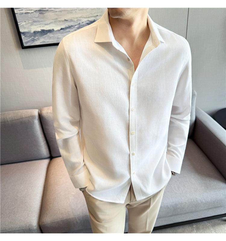 Lyocell-linen-cotton Blend Summer Square-neck Shirt