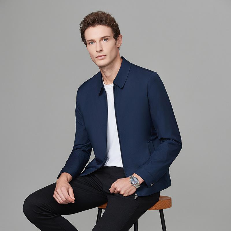 Mens Executive Jacket Notched Lapel Relaxed Fit Thin Style For Middle-aged Men