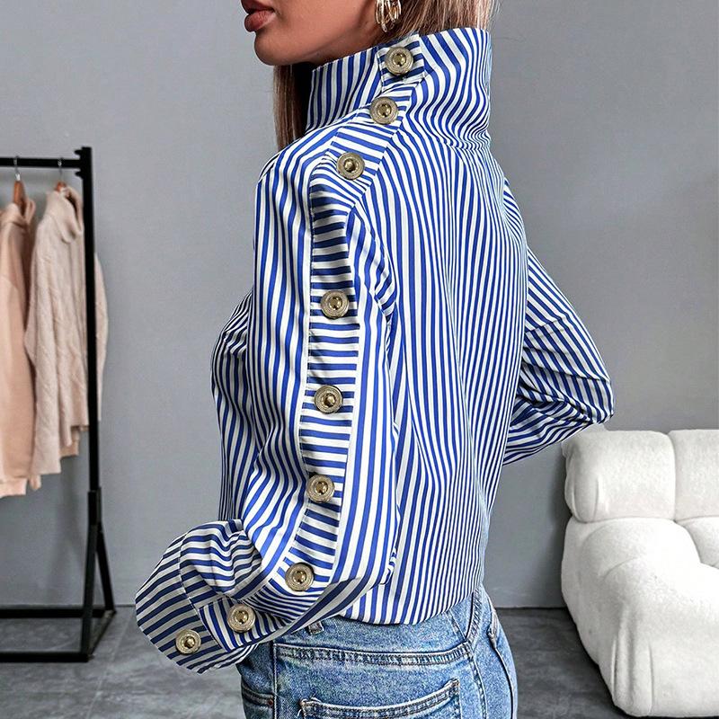 Striped Long-sleeve Casual Shirt For Women