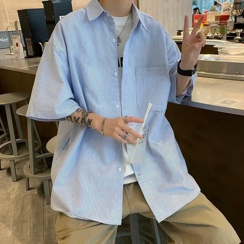 Casual Striped Short-sleeved Shirt For Men