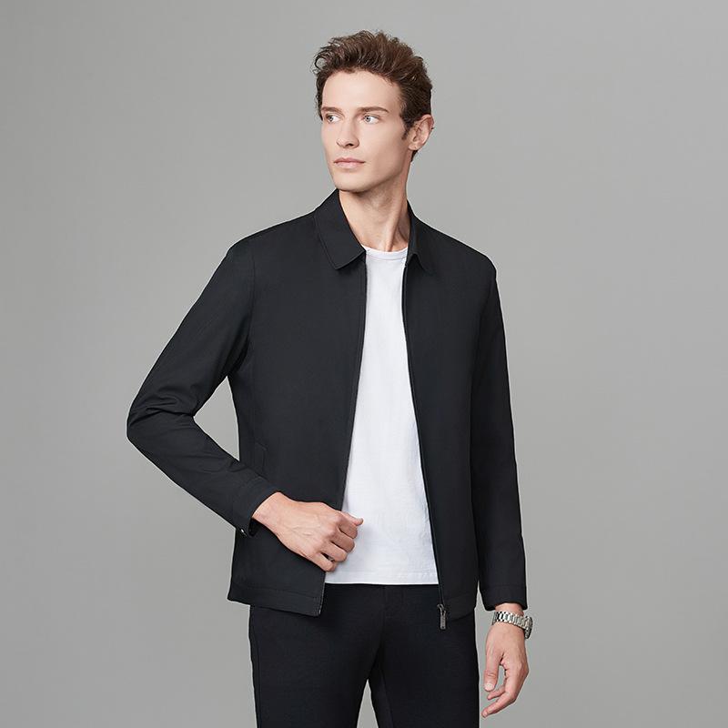 Mens Executive Jacket Notched Lapel Relaxed Fit Thin Style For Middle-aged Men