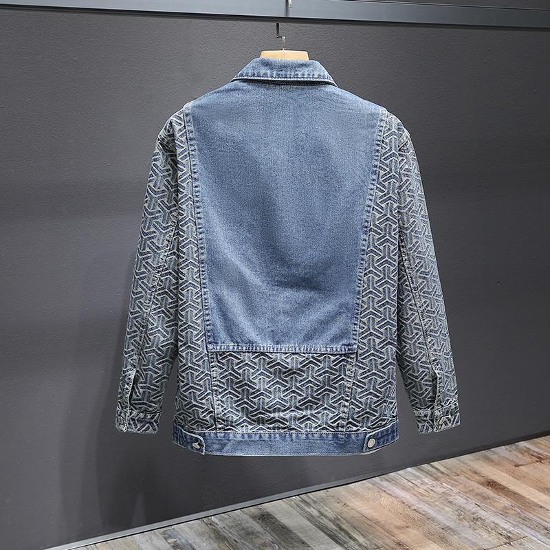Patchwork Denim Jacket Mens Casual Top