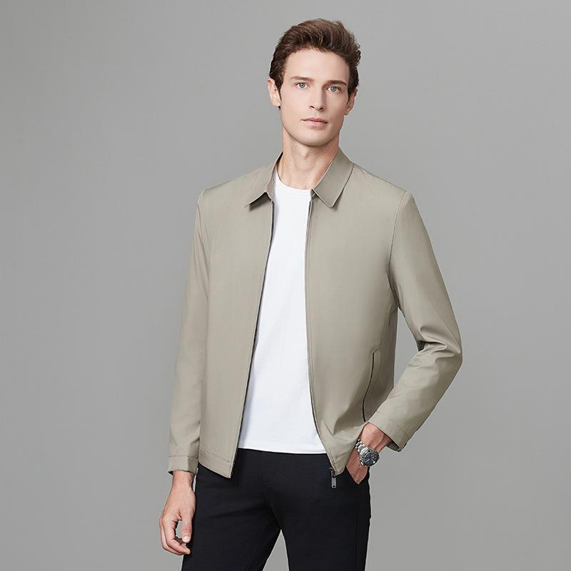 Mens Executive Jacket Notched Lapel Relaxed Fit Thin Style For Middle-aged Men