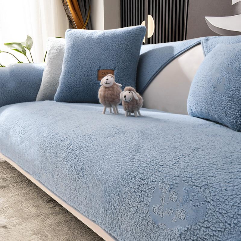 Non-slip Solid Color Simple Lambswool Sofa Cushion