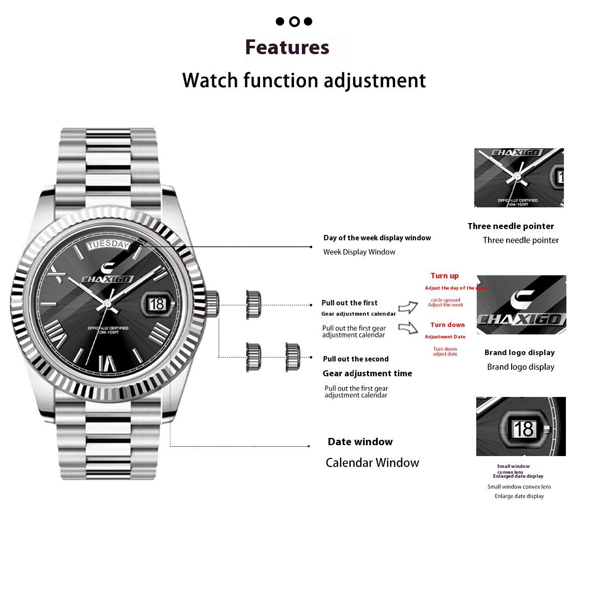 Fashion Men's Watch Steel Band Large Dial Quartz Wrist Watch