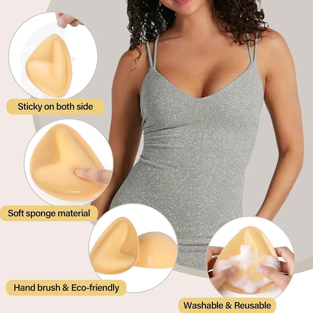 Double Sided Adhesive Sticky Bra Inserts Push Up Thick Sponge Breast Lift Pads Women Swimsuit Bikini Cup Enhancer