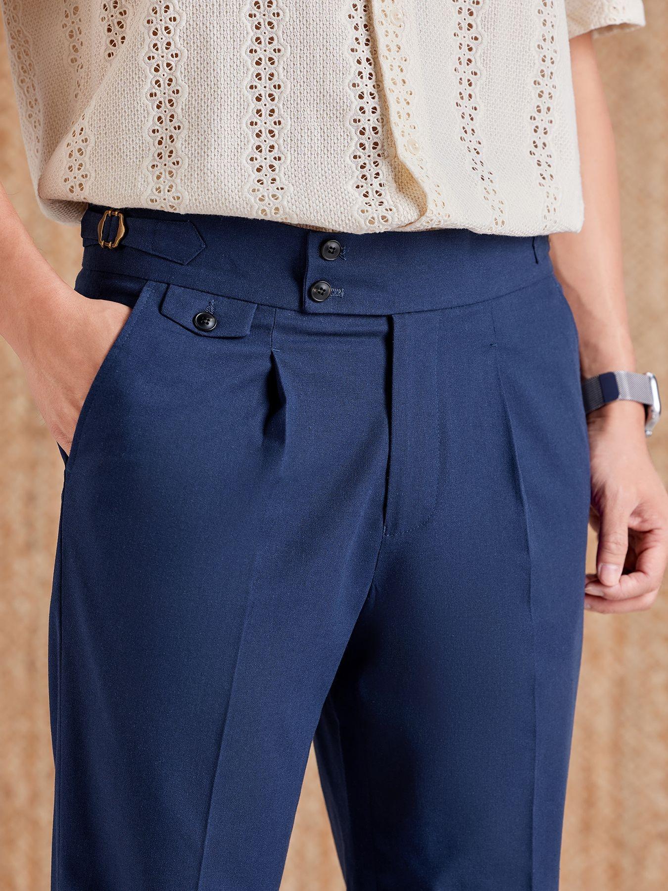 High Waist Linen Trousers Men's Non-ironing And Anti-wrinkle