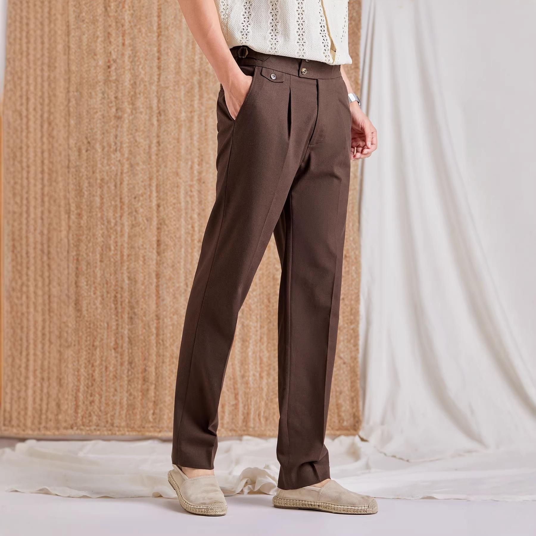 High Waist Linen Trousers Men's Non-ironing And Anti-wrinkle
