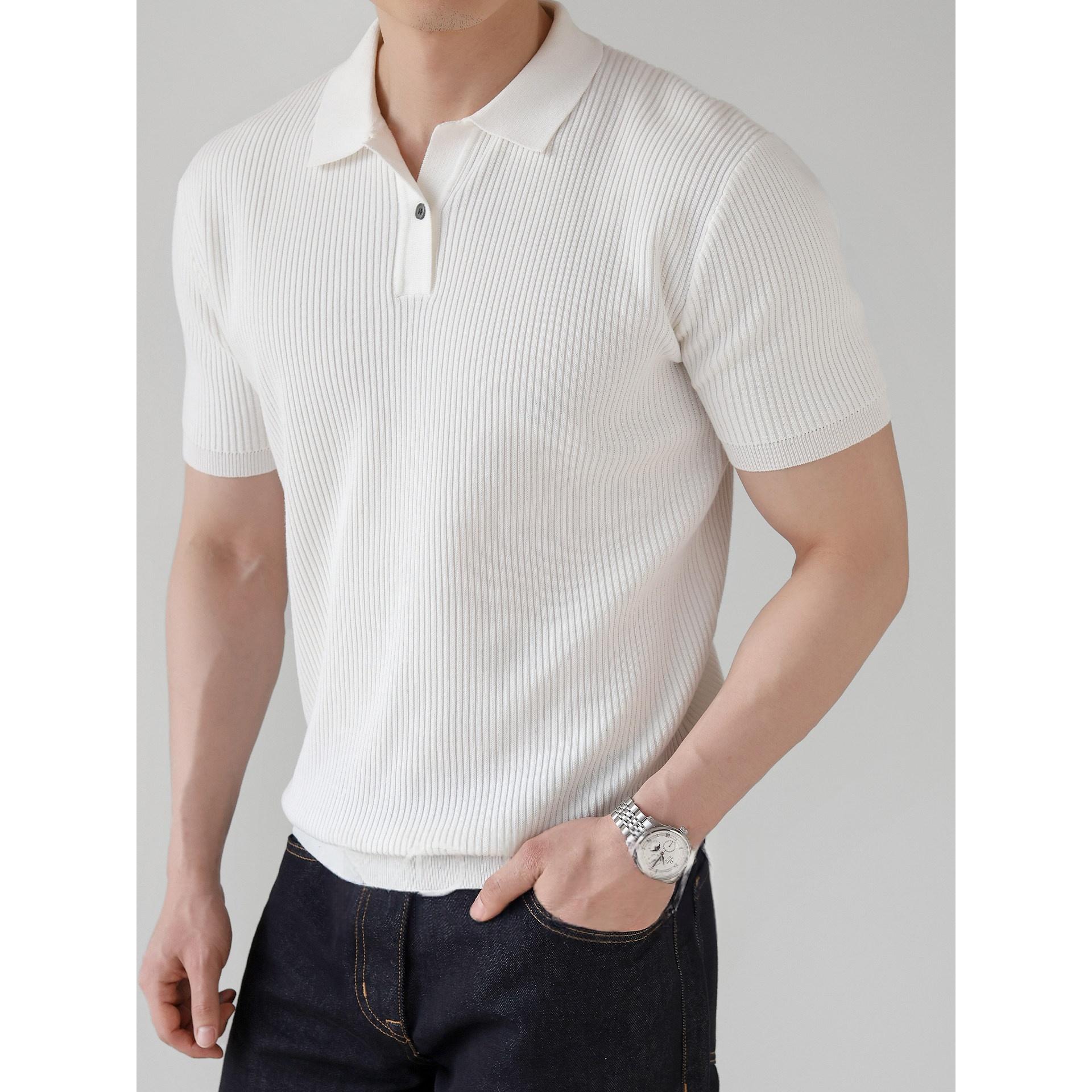 Men's Polo Knitted Short-Sleeve T-Shirt